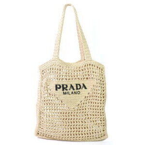 Prada Tote Natural Bag Raffia Crochet Logo